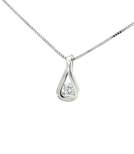 14KT White Gold 0.15 CTW Lab Grown Infinite Diamond Pendant Necklace