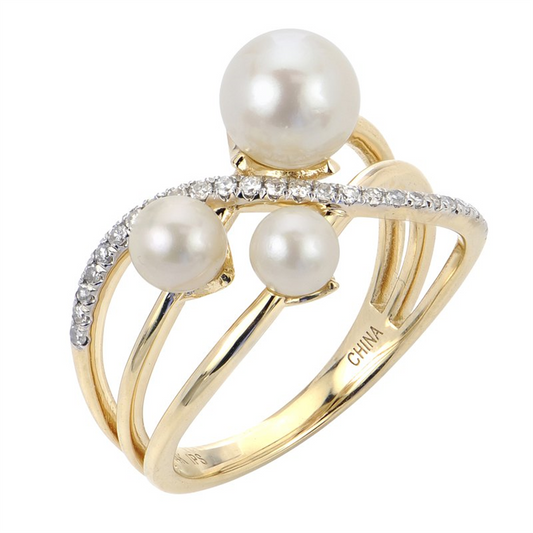 Imperial Pearl 14KT Yellow Gold Freshwater Pearl Ring Size 7