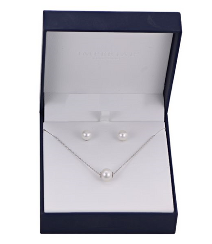 Imperial Pearl Freshwater Cultured Pearl Earrings And Necklace Boxed Set