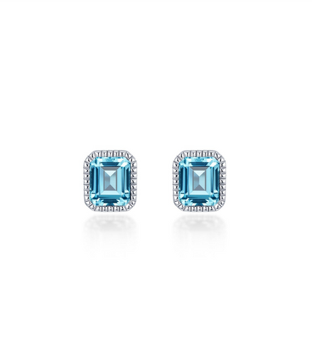 Lafonn 1.76 CTW Simulated Diamond And Aquamarine March Birthstone Solitaire Stud Earrings