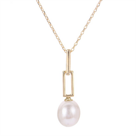 Imperial Pearl 14K  Gold And Freshwater Pearl Paperclip Pendant Necklace