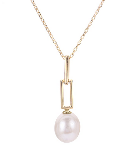 Imperial Pearl 14K  Gold And Freshwater Pearl Paperclip Pendant Necklace