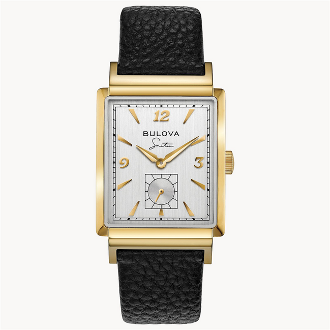 Bulova Frank Sinatra "My Way" Gold Tone Watch With Black Leather Strap
