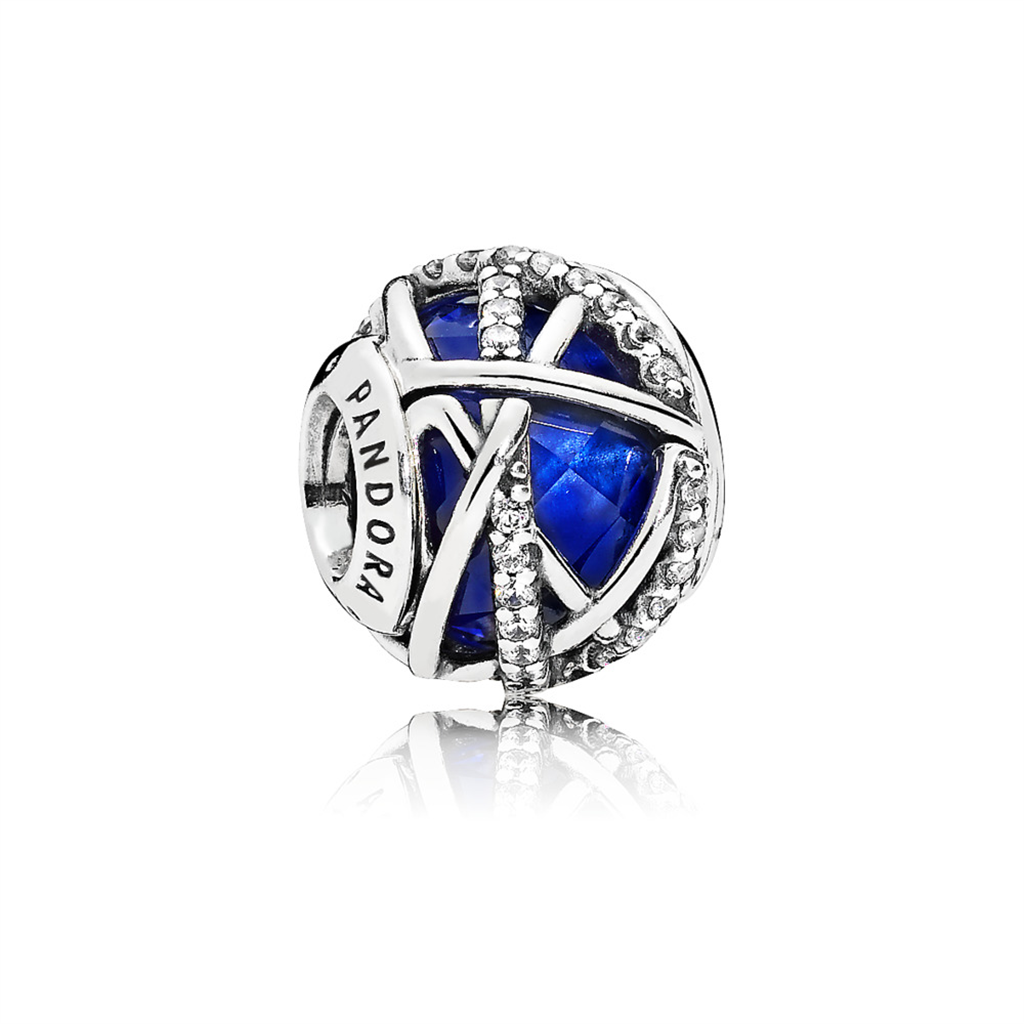 Pandora Moments Ss Blue Galaxy Charm W/Blue Cz & Clear Cz's