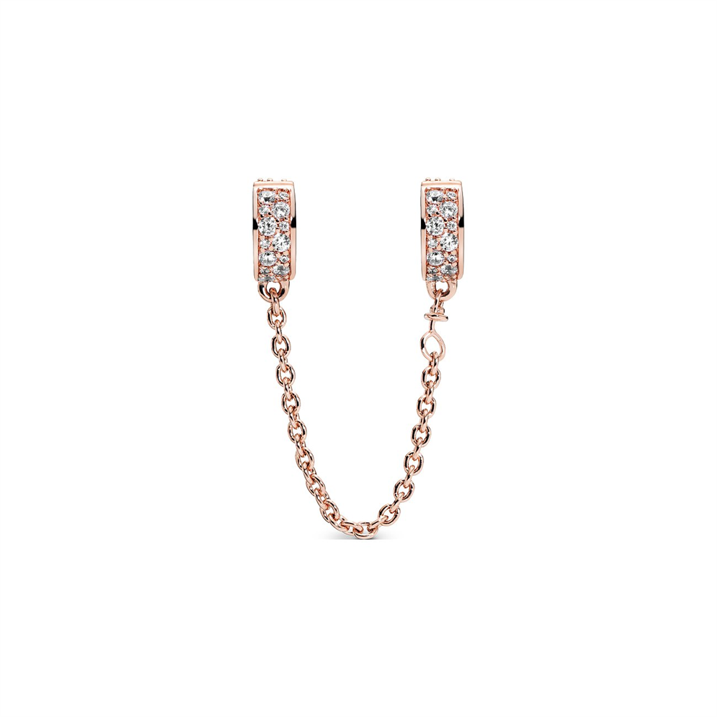 Pandora Moments Clear Pavé Safety Chain Clip Charm