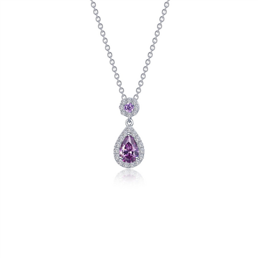 Lafonn 0.90 CTW Simulated Diamond And Amethyst Pear Halo Necklace