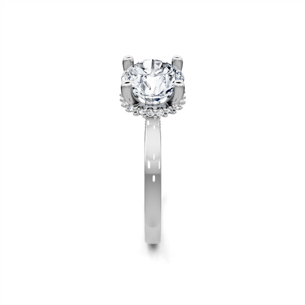 14K White Gold 0.16 CTW Round Diamond Hidden Halo Semi-Mount Engagement Ring