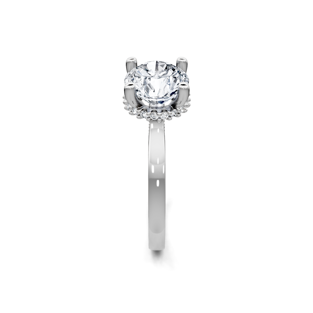 14K White Gold 0.16 CTW Round Diamond Hidden Halo Semi-Mount Engagement Ring