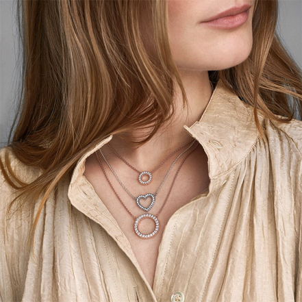 Pandora Signature Rose Logo Pavé Circle Collier Necklace 45 cm