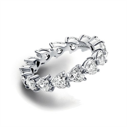 Pandora Timeless Row of Hearts Eternity Ring Size 9