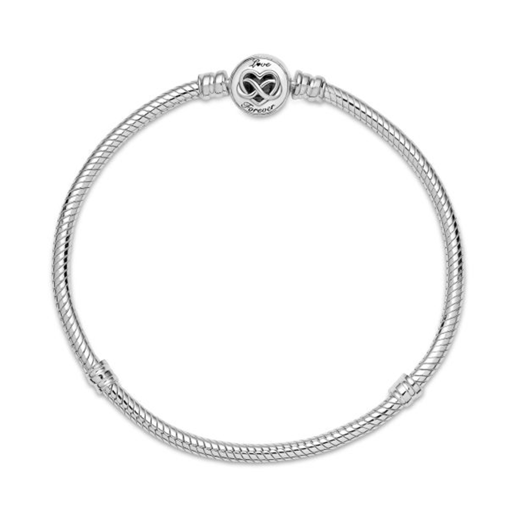 Pandora Moments Heart Infinity Clasp Snake Chain Bracelet Size 17