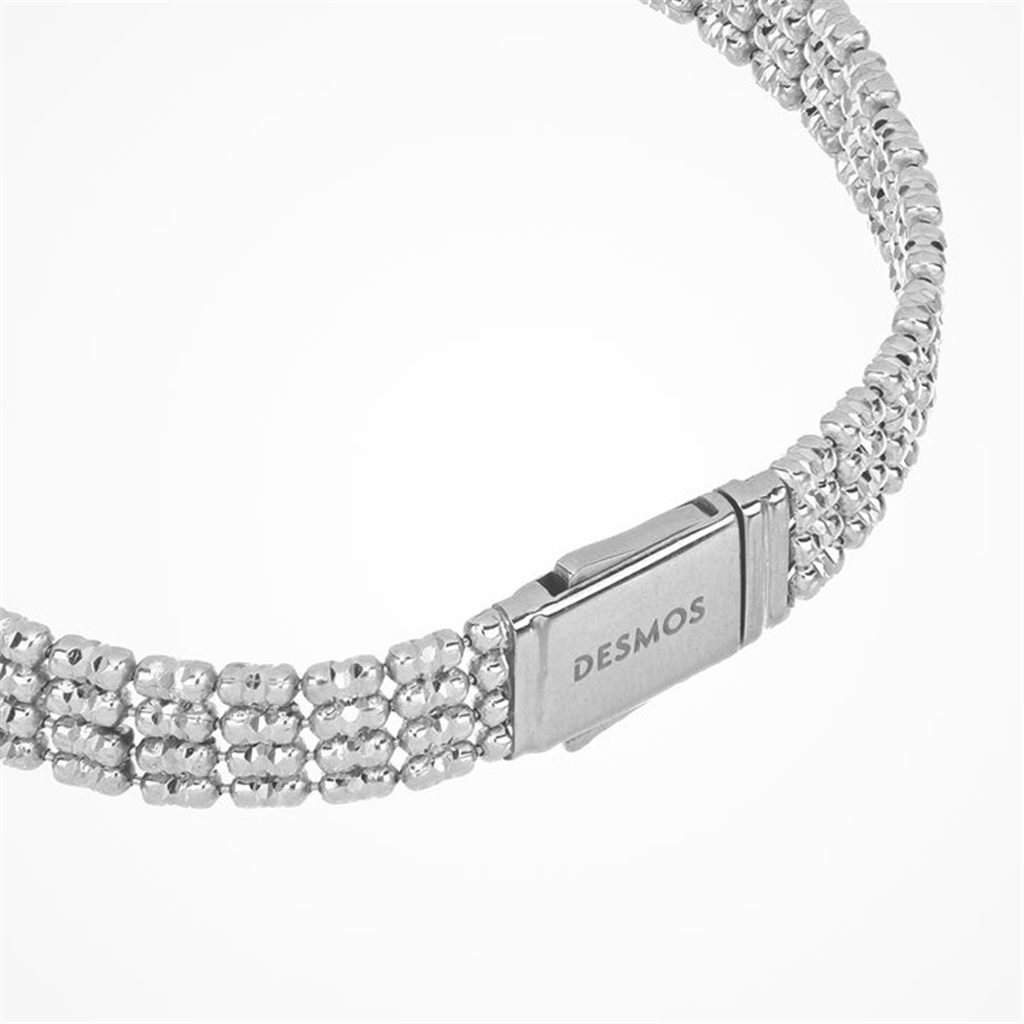 Desmos Rhodium Plated Infinity 4 Row Bracelet 7