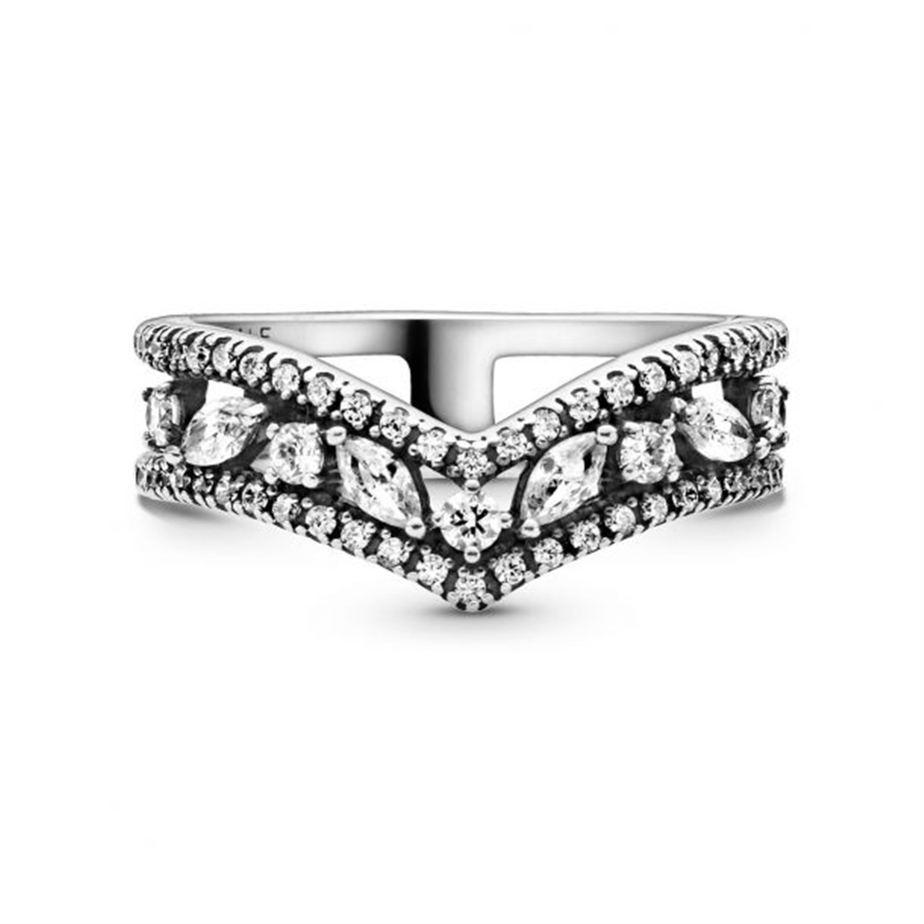 Pandora Timeless Sparkling Marquise Double Wishbone Ring Size 6