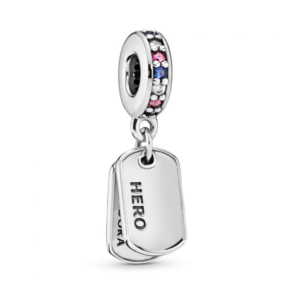 Pandora Moments Hero Dog Tag Dangle Charm