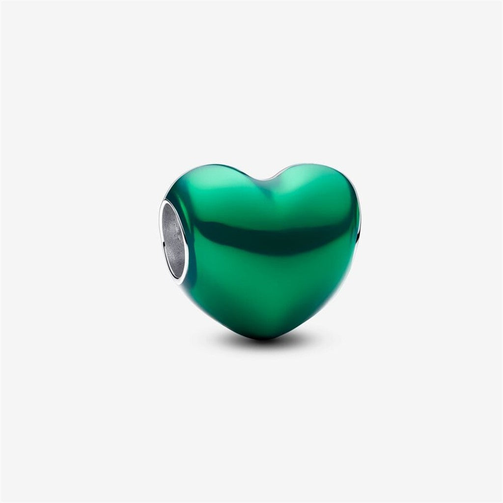 Pandora Moments Metallic Green Heart Charm