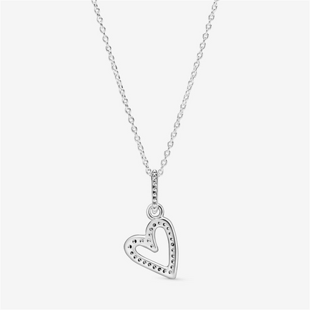 Pandora Timeless Sparkling Freehand Heart Pendant Necklace