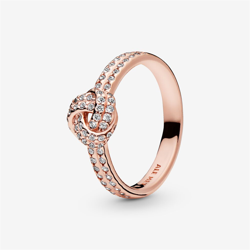 Pandora Timeless Rose Gold Shimmering Knot Ring Size 7