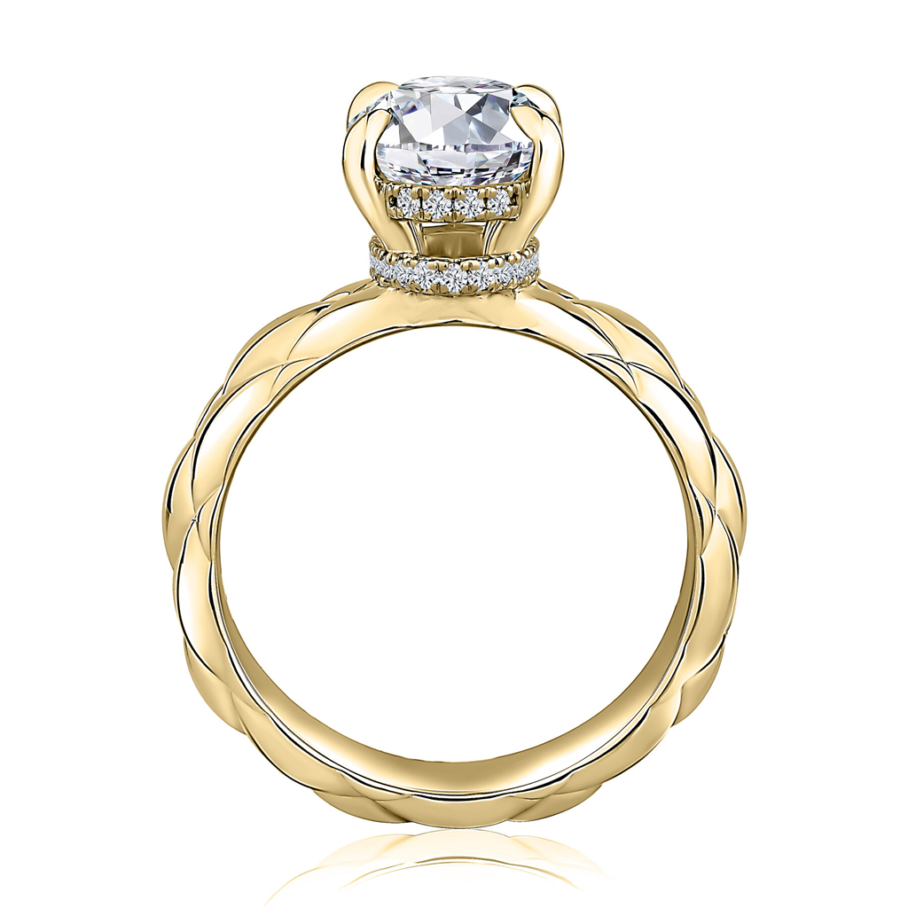 A.JAFFE 14K Yellow Gold 0.19 CTW Diamond Halo Semi-Mount Engagement Ring