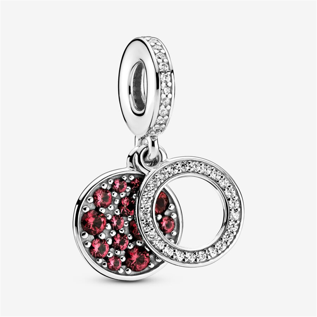 Pandora Moments Sparkling Red Disc Double Dangle Charm
