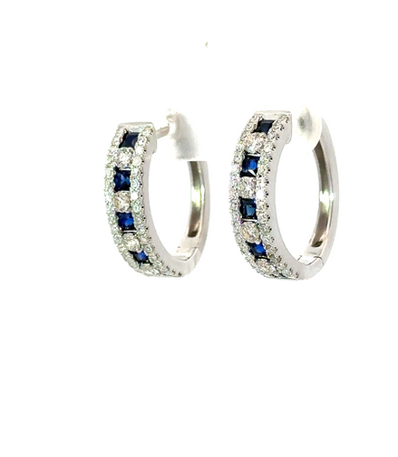 Sapphire And Diamond Oval Hoop Earrings