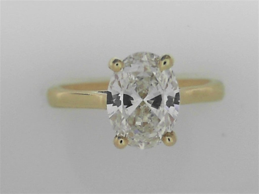 14K Yellow Gold 1.61 CTW Lab Grown Oval Shaped Diamond Engagment Ring