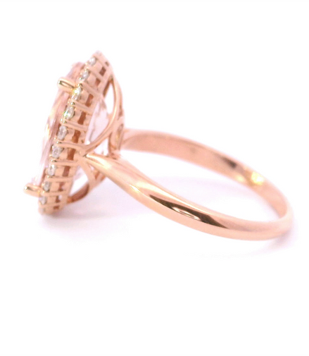 14K Rose Gold, Diamond And Morganite Fashion Ring