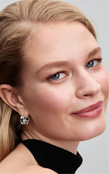 Pandora Rippled Small Hoop Sterling Silver Earrings