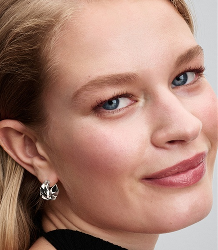 Pandora Rippled Small Hoop Sterling Silver Earrings