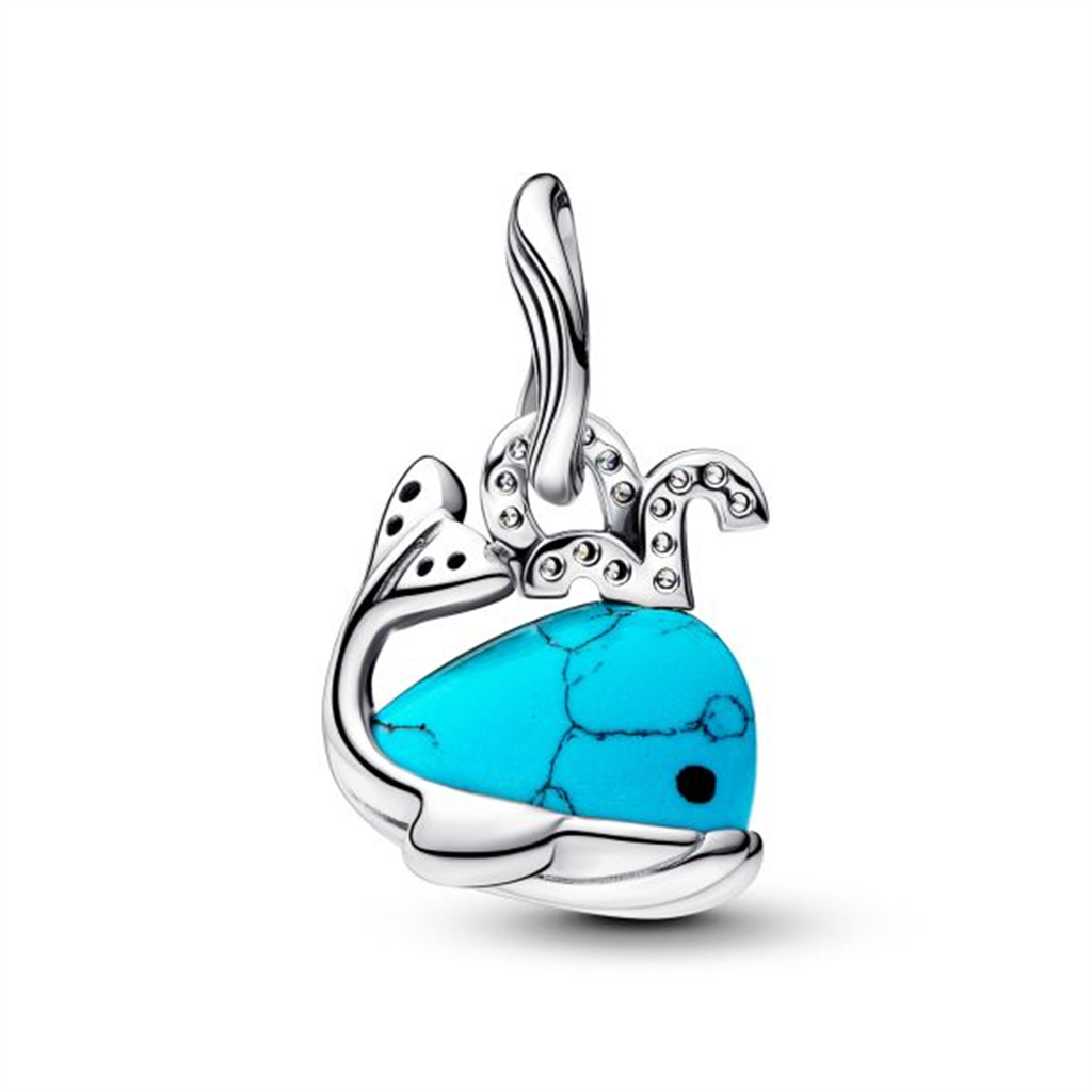 Pandora Moments Turquoise-colored Whale Dangle Charm