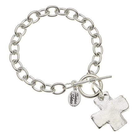 Susan Shaw Silver Cross Toggle Bracelet