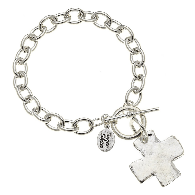 Susan Shaw Silver Cross Toggle Bracelet