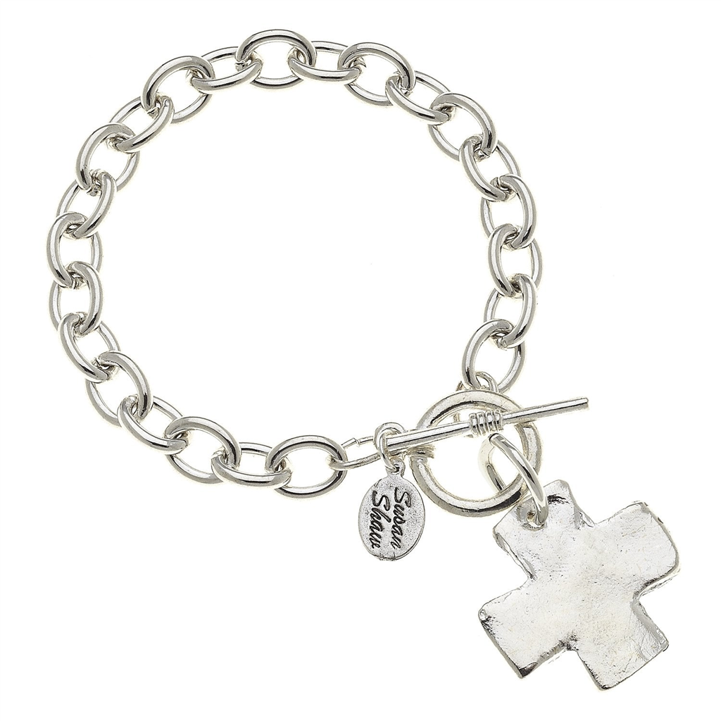 Susan Shaw Silver Cross Toggle Bracelet