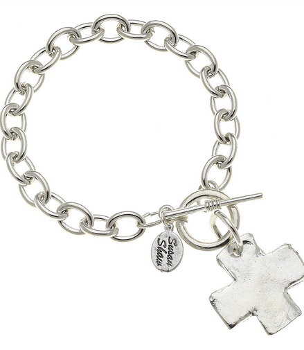 Susan Shaw Silver Cross Toggle Bracelet