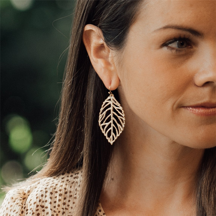 Susan Shaw Gold Plated Leaf Dangle Earrings