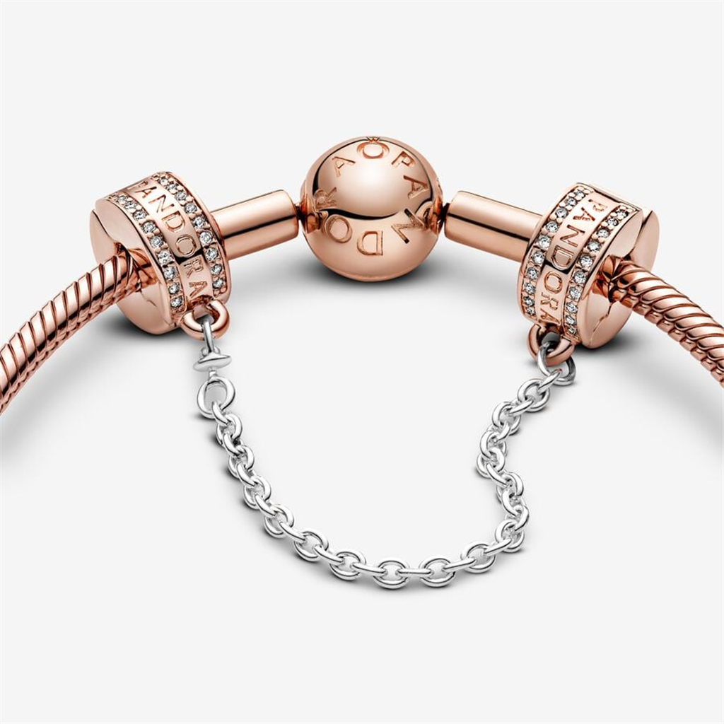 Pandora Moments 14K Rose Gold-Plated Logo Safety Chain