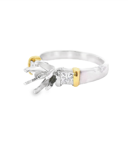 Two-Tone Platinum And 18K Yellow Gold Semi-mount Ring
