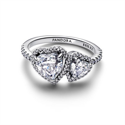 Pandora Sparkling Halo Hearts Ring Size 52