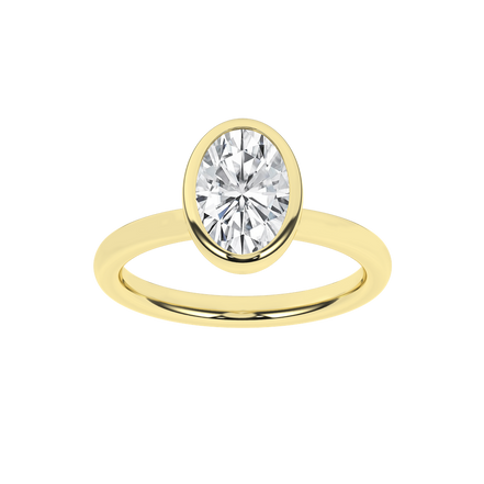 Revelation 14K Yellow Gold 2 CTW Lab Grown Oval Shaped Bezel Set Solitaire Engagement Ring