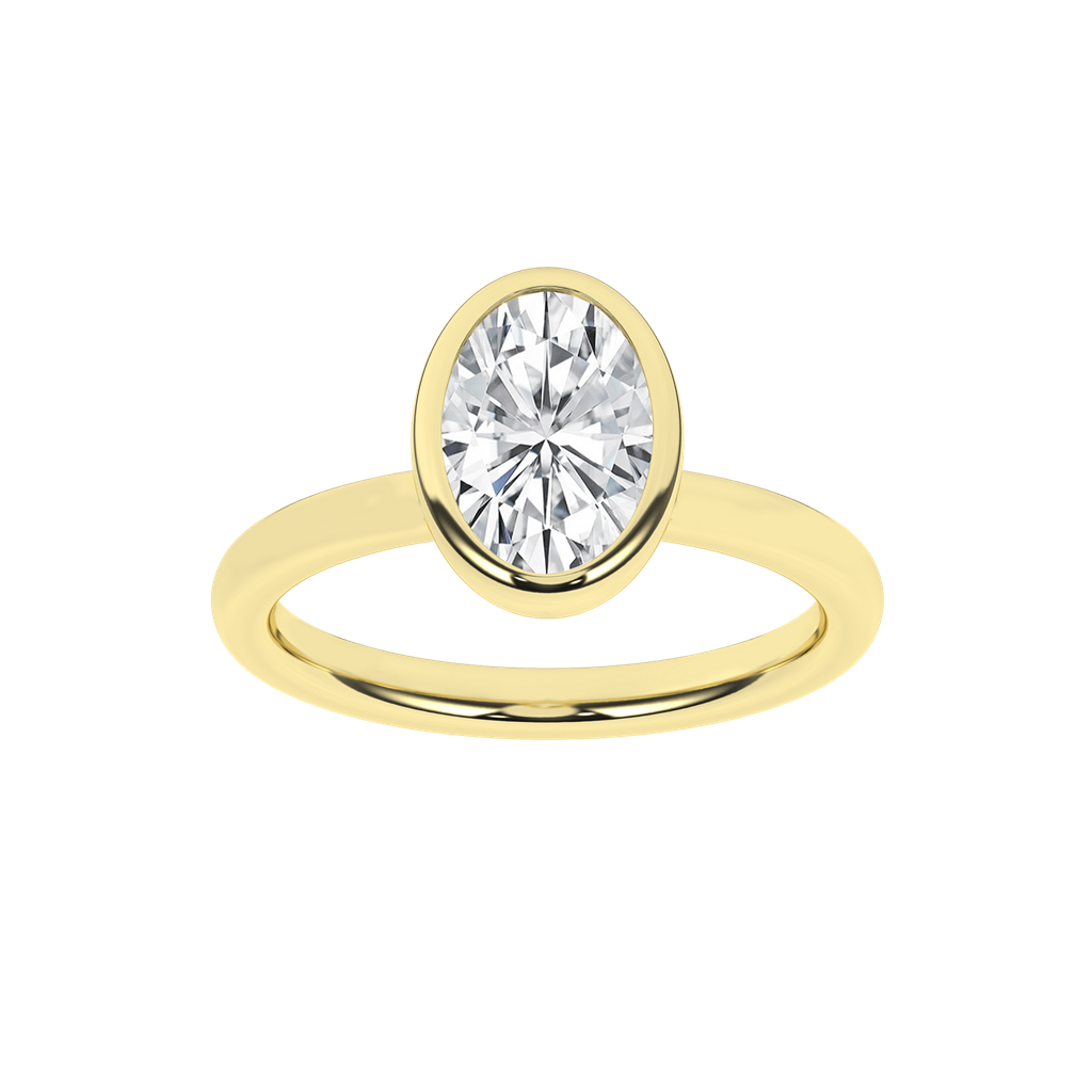 Revelation 14K Yellow Gold 2 CTW Lab Grown Oval Shaped Bezel Set Solitaire Engagement Ring
