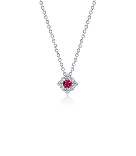 Lafonn 0.43 CTW Simulated Diamond And Ruby Halo Necklace