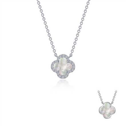 Lafonn 0.49 CTW Simulated Diamond And Mother Of Pearl Halo Necklace