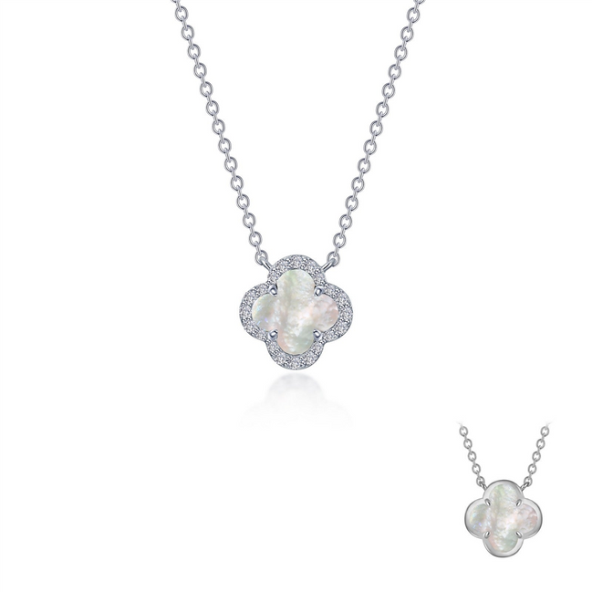 Lafonn 0.49 CTW Simulated Diamond And Mother Of Pearl Halo Necklace