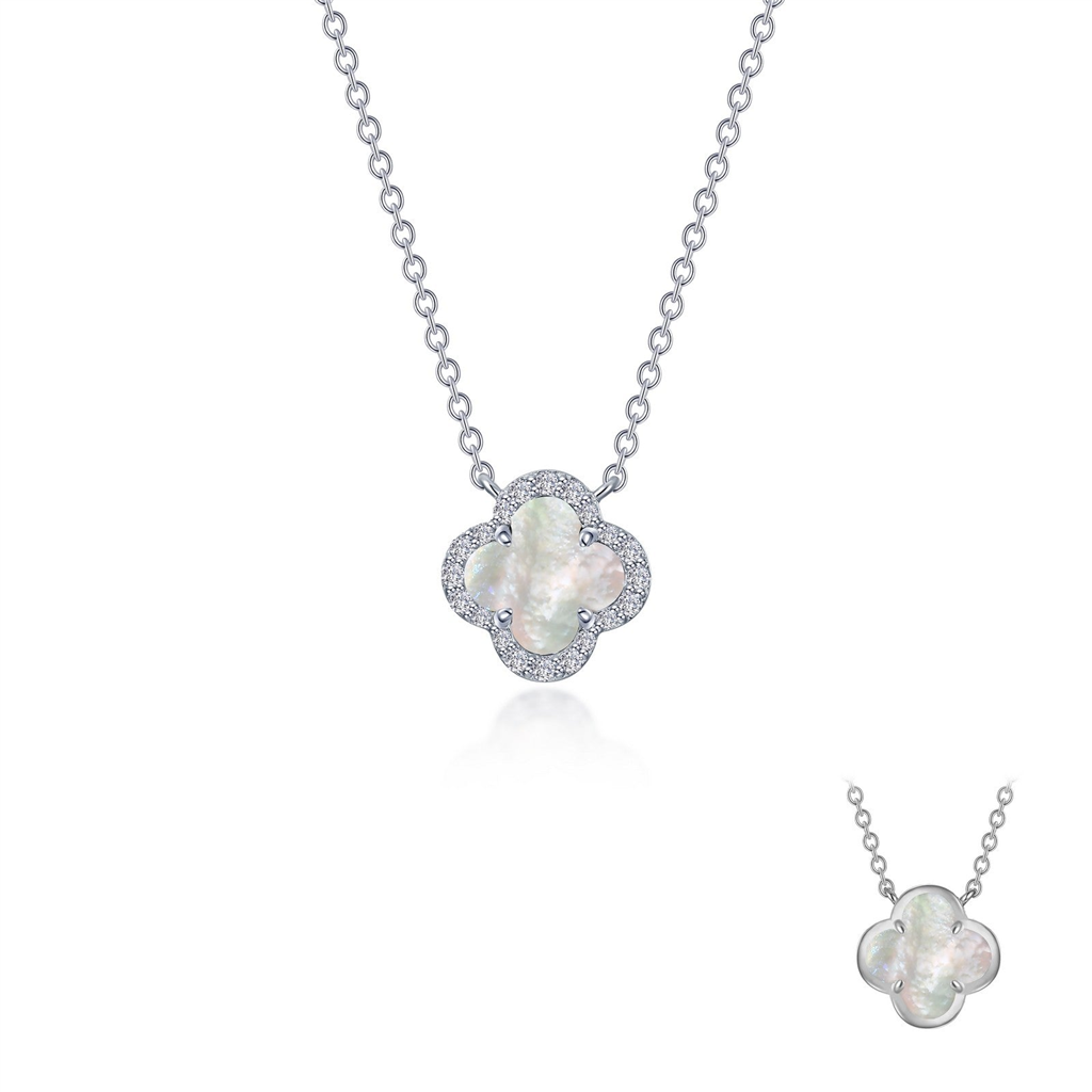 Lafonn 0.49 CTW Simulated Diamond And Mother Of Pearl Halo Necklace