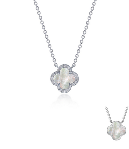 Lafonn 0.49 CTW Simulated Diamond And Mother Of Pearl Halo Necklace