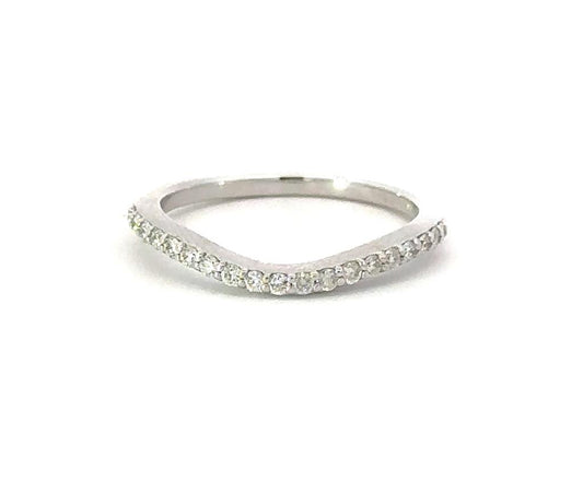 14K White Gold .25Ctw Diamond Curved Band