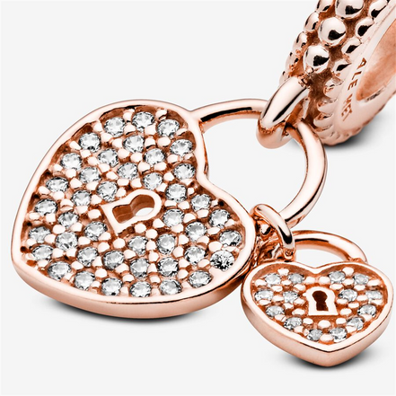 Pandora Moments Pavé Heart Padlocks Dangle Charm