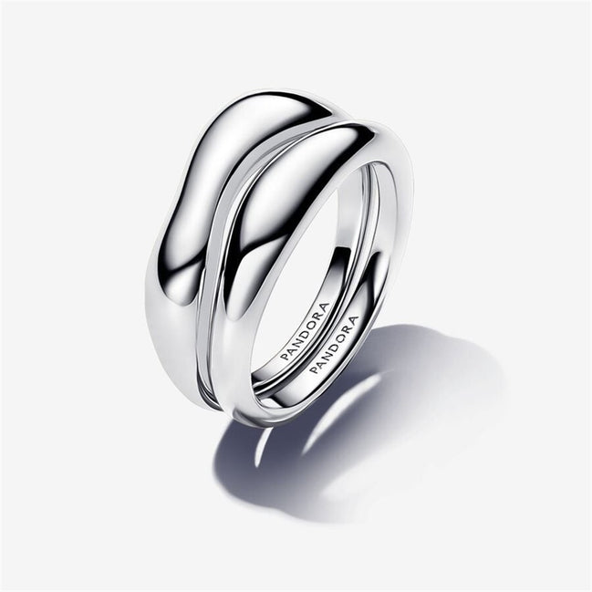 Pandora Essence Organically Shaped Stacking Rings Size 7.5