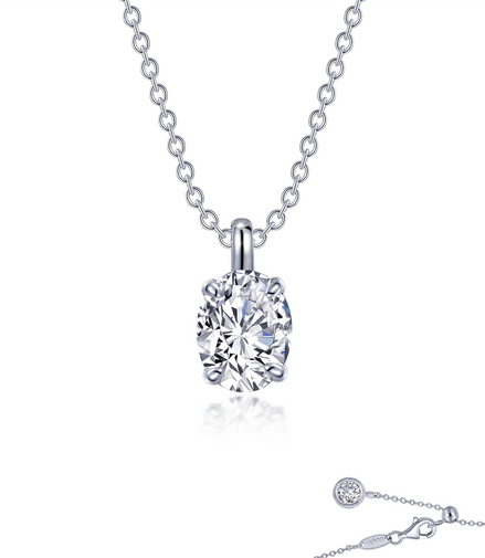 LaFonn 2 CTW Simulated Diamond Oval Solitaire Necklace