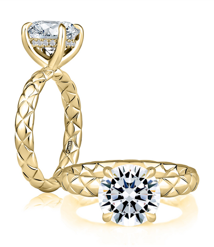 A.JAFFE 14K Yellow Gold 0.08 CTW Diamond Hidden Halo SemiMount Engagement Ring