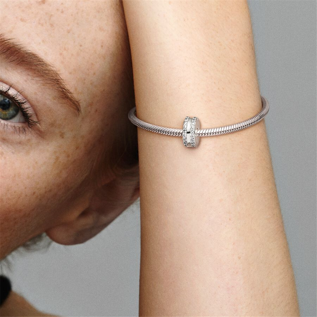Pandora Moments Double Lined Pavé Clip Charm